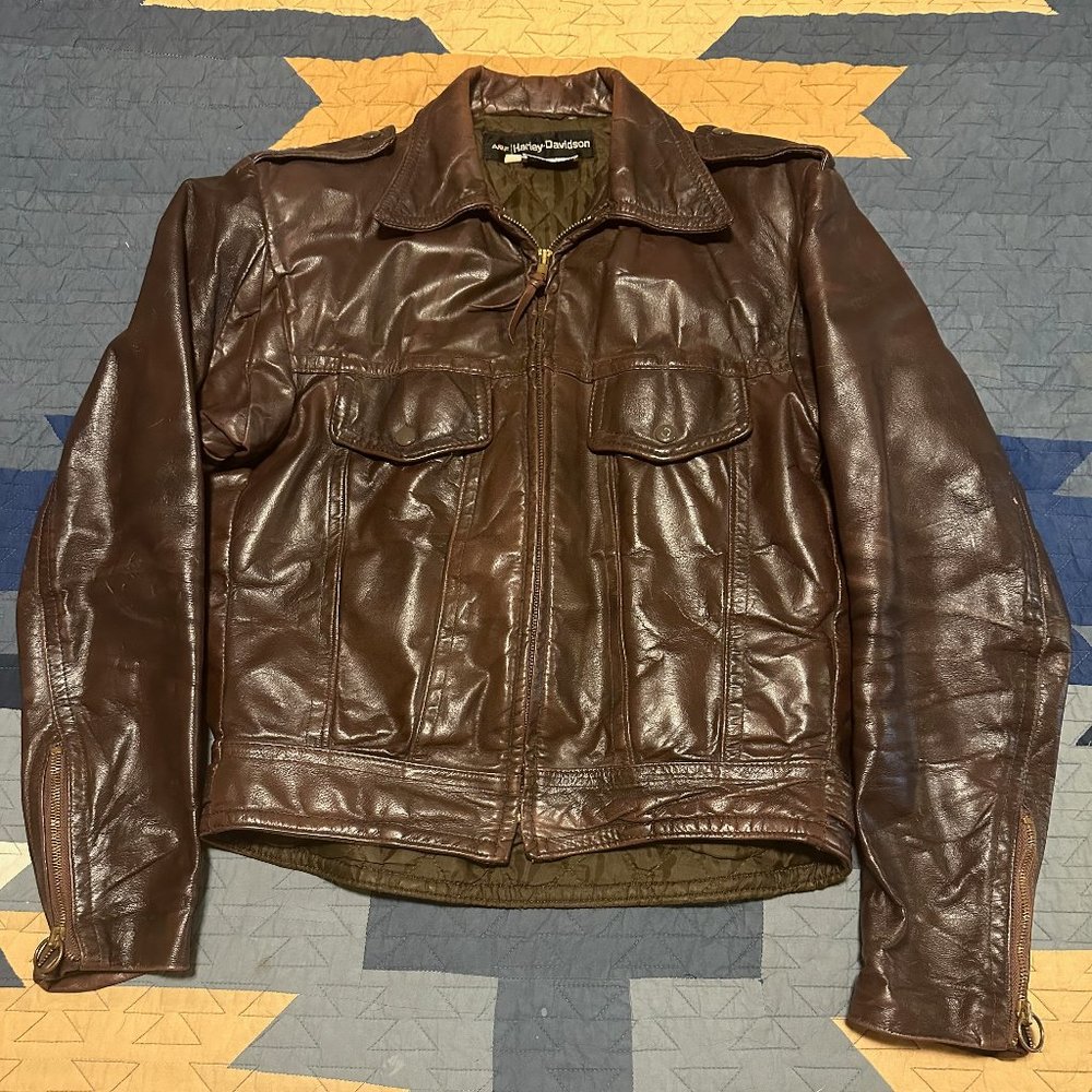 Original Harley-Davidson Brown Leather Motorcycle Jacket